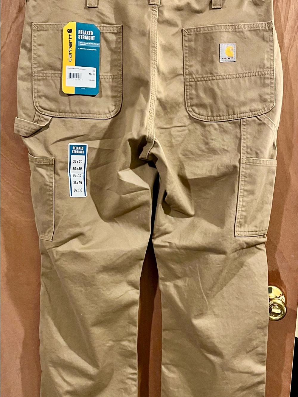 Carhartt Men's Khaki Relaxed Straight Twill Dungaree-New with Tags - Picture 3 of 6